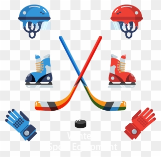Hockey Clipart Hockey Net - Cartoon Winter Sports - Png Download