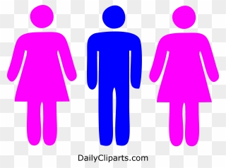 2 Women 1 Man Clipart Icon Picture - Men And Women Silhouette - Png Download
