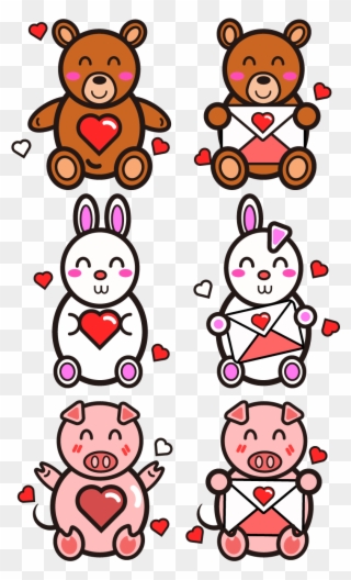 Valentine Day Gift Bear Bunny Png And Vector Image - Cartoon Clipart