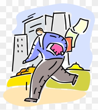 Vector Illustration Of Businessman Running Late Loses Clipart