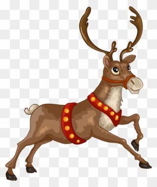 Christmas Clipart, Christmas Crafts, Christmas Animals, - Santa Claus With Deer And Tree - Png Download