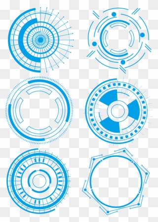 Technology Border Blue Simple Lines Png And Psd - Circle Clipart