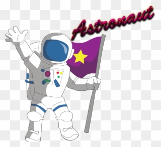 Astronaut Transparent - Astronaut With Flag Drawing Clipart