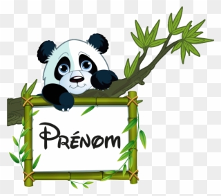 Sticker Prenom Personnalise Panda Sur Sa Branche Ambiance - Stickers Panda Clipart