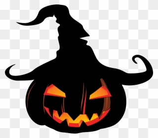 Scary Pumpkin With Witch Hat Clipart