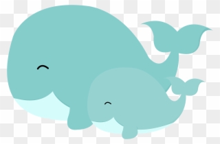 Marine Life Clipart Baby Shower Whale - Mom And Baby Whale Clipart - Png Download