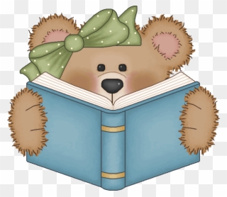 Christmas Reading Books Clipart - Bear With Book Clipart - Png Download