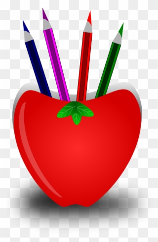 Teacher Apple And Pencil - Pencil Stand Clip Art - Png Download