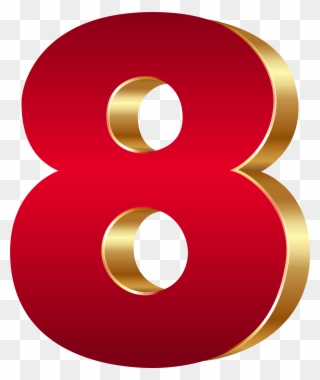 3d Number Eight Red Gold Png Clip Art Image Transparent Png