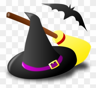 Halloween Witch Clip Art Image - Witch Hat And Broom Clip Art - Png Download