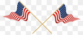 Crossed American Flags Clip Art - Png Download