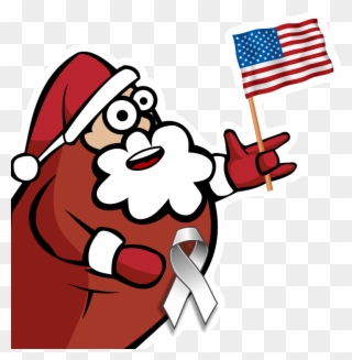 Free Funny Looking Santa Holding An American Flag Clip - American Flag Christmas Clip Art - Png Download
