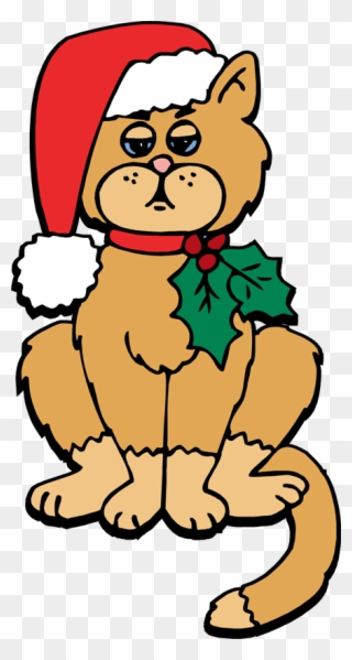 Cat Christmas Cliparts - Christmas Cat Clipart Free - Png Download