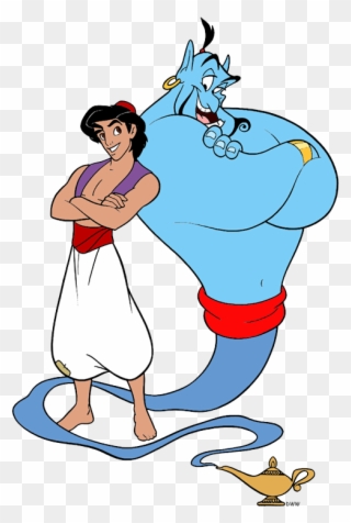 Aladdin And Friends Clip Art 2 Disney Clip Art Galore - Aladdin And The Genie - Png Download