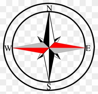 Compass Red Grey Png 900px Large Size - North East West South Symbol Clipart
