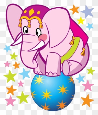 Elephant Cartoon Images - Animated Circus Animals In Pink Clipart