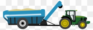 Farm Tractor With Grain Cart - Farmer Tractor Clip - Png Download