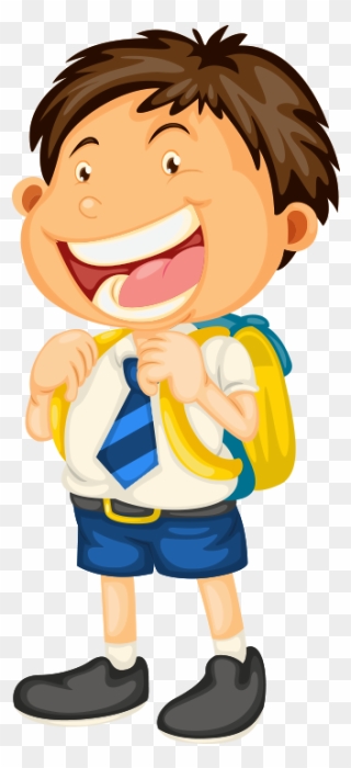 Boy Going To School Cartoon Clipart