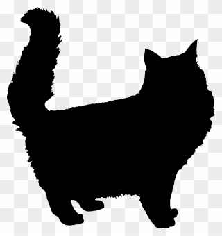 Fluffy Cat Clipart - Cat Silhouette Clipart - Png Download