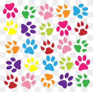 Clip Art Colorful For Free Download - Paw Prints Throw Blanket - Png Download