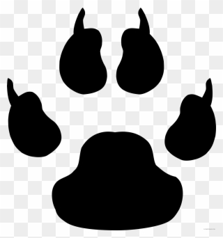 Black And White Paw Print Animal Free Black White Clipart - Cat Paw Print Clip Art - Png Download