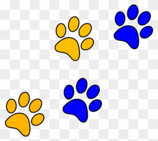 Panther Paw Print - Blue And Gold Paw Prints Clipart