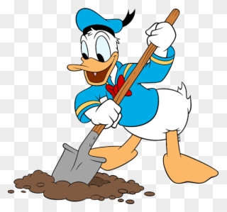 Donald Duck Digging In Dirt With Shovel - Donald Duck Clipart