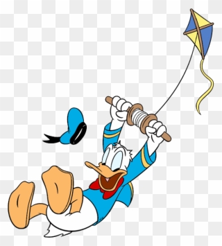 Donald Duck Digging In Dirt With Shovel Flying A Kite - Exo Clipart