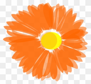 Orange Flower Clipart Art - Orange Flower Clipart - Png Download