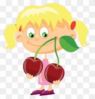 Fille Et Cerises Clipart