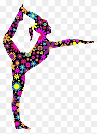 Ballet Dancer Ballet Dancer Silhouette Stretching - Floral Stretching Ballerina Silhouette Clipart