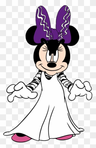 Clip Art Of Minnie Mouse On Halloween - Bride Of Frankenstein Minnie Mouse - Png Download