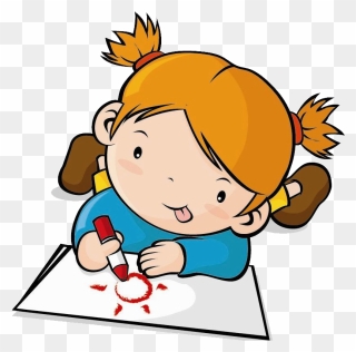 Drawing Clip Children Transprent - Cartoon Of Someone Drawing - Png Download