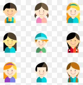 Vector Avatars Kids Clip Art Transparent Library - Children Flat Icon - Png Download
