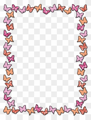 Clipart Spring Letter - Cute Border Design Butterfly - Png Download