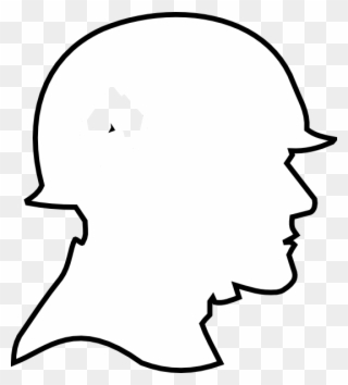 Soldier Outline Clip Art At Clker - Silhouette Of A Soldiers Head - Png Download