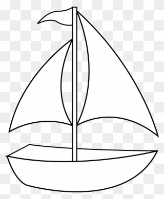 Colorable Sailboat Line Art Free Clip Painting - Fishing Boat Black And White Clipart - Png Download