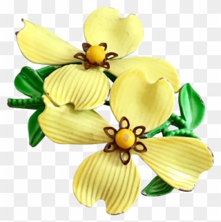 Retro Enamel Flower Brooch In Bright Yellow, Circa - Artificial Flower Clipart