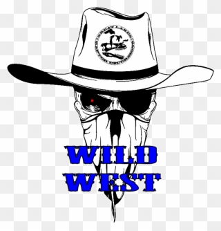 Wild West - Skull With Bandana And Cowboy Hat Clipart