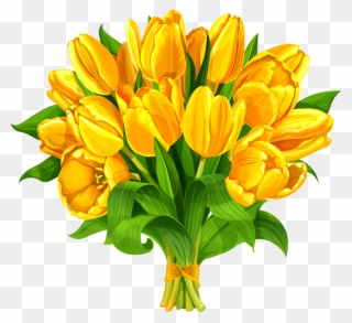 Tulip Flower Bouquet Yellow - Yellow Tulips Bouquet Png Clipart