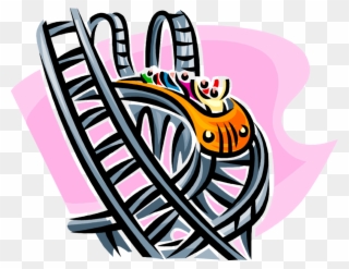Vector Illustration Of Carnival Or Amusement Park Fairground - Dragon Roller Coaster Clipart - Png Download