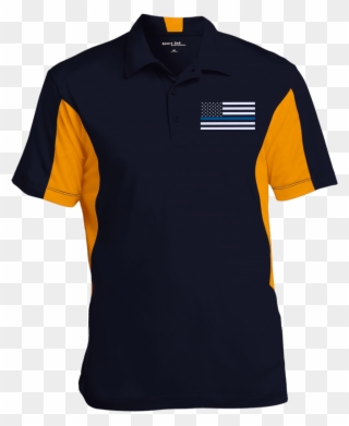 Men' Thin Blue Line Flag Performance Polo Shirt - Shirt Clipart