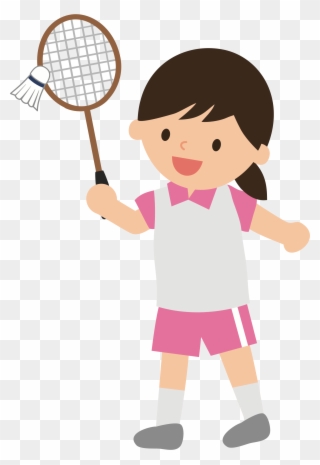 Sport Badminton Clip Art - Girl Playing Badminton Cartoon - Png Download