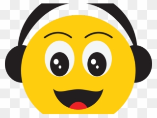 Smiley Clipart Listening - Emoticon Listening To Music Png Transparent Png