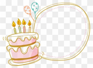 Cake Birthday Border Free Clipart Hq Clipart - Birthday Cake Border - Png Download