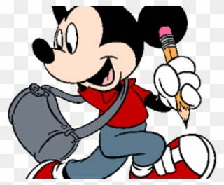 School Clipart Mickey Mouse - Mickey Mouse Going To School Png Transparent Png