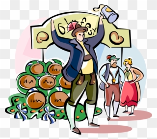 Vector Illustration Of Bavarian Oktoberfest Volksfest - Cartoon Clipart