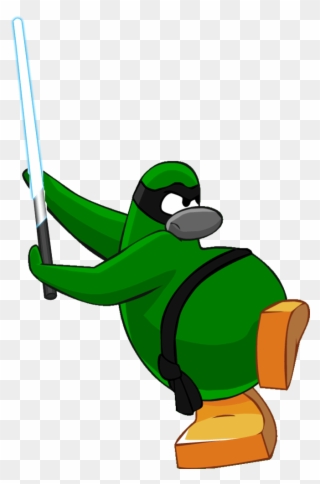 Lightsaber Clip Art - Ninja Penguin Green - Png Download