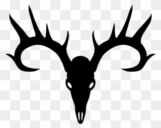 Black Deer Skull Silhouette - Black Deer Skull Clipart