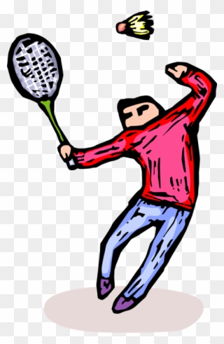 Vector Illustration Of Sport Of Badminton Player Swings Clipart